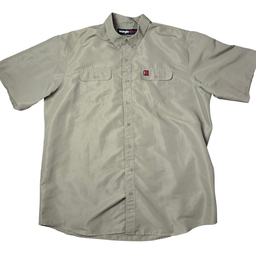 Wrangler Men's 2XT Green Short-Sleeve Vented Button-Down Work Shirt EUC